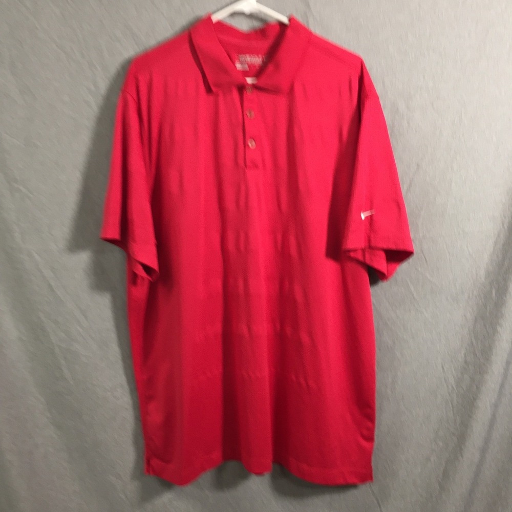 Nike Golf Tour Performance Dri-FIT Red Textured Polo Shirt Mens XXL Short Sleeve